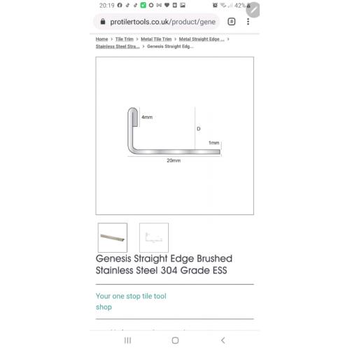 12mm straight edge brushed stainless steel tile trim