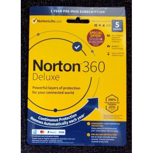 Norton Security Deluxe 5 Devices Computer PC Antivirus