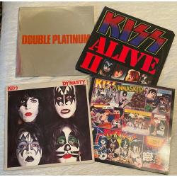 KISS - DYNASTY; ALIVE II; DOUBLE PLATINUM; UNMASKED (UK + USA VINYL ALBUMS)