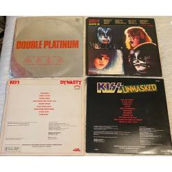 KISS - DYNASTY; ALIVE II; DOUBLE PLATINUM; UNMASKED (UK + USA VINYL ALBUMS)