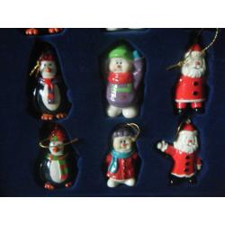 Set of 12 (Polyresin Christmas Characters) Tree Hangers. 11 are fine 1 needs hanger.