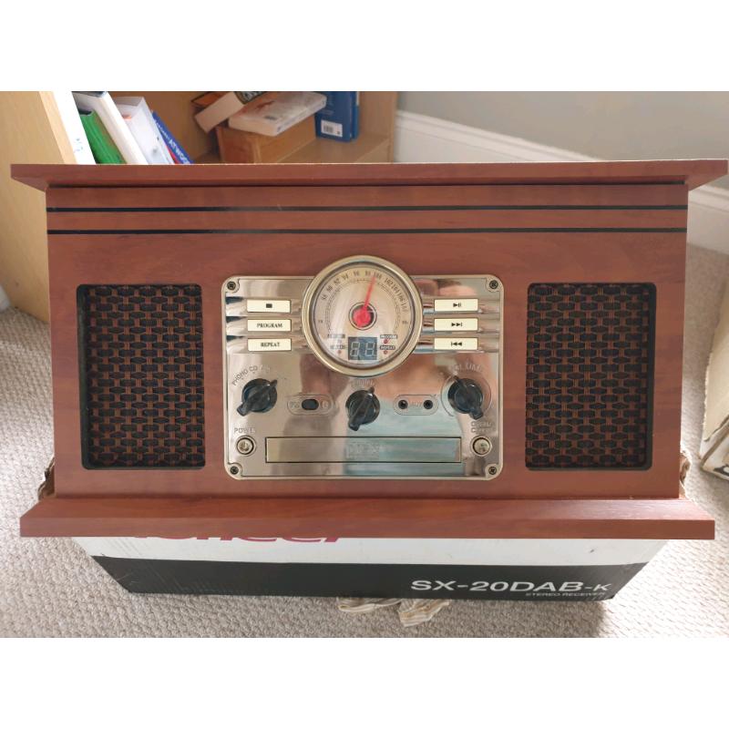 Vintage inspired wooden CD player, radio, Bluetooth etc music player