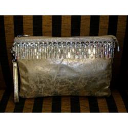 BRAND NEW - JEWELLED GOLD SHIMMER EVENING PURSE - Party Cocktail Prom Wedding Diamante Bag