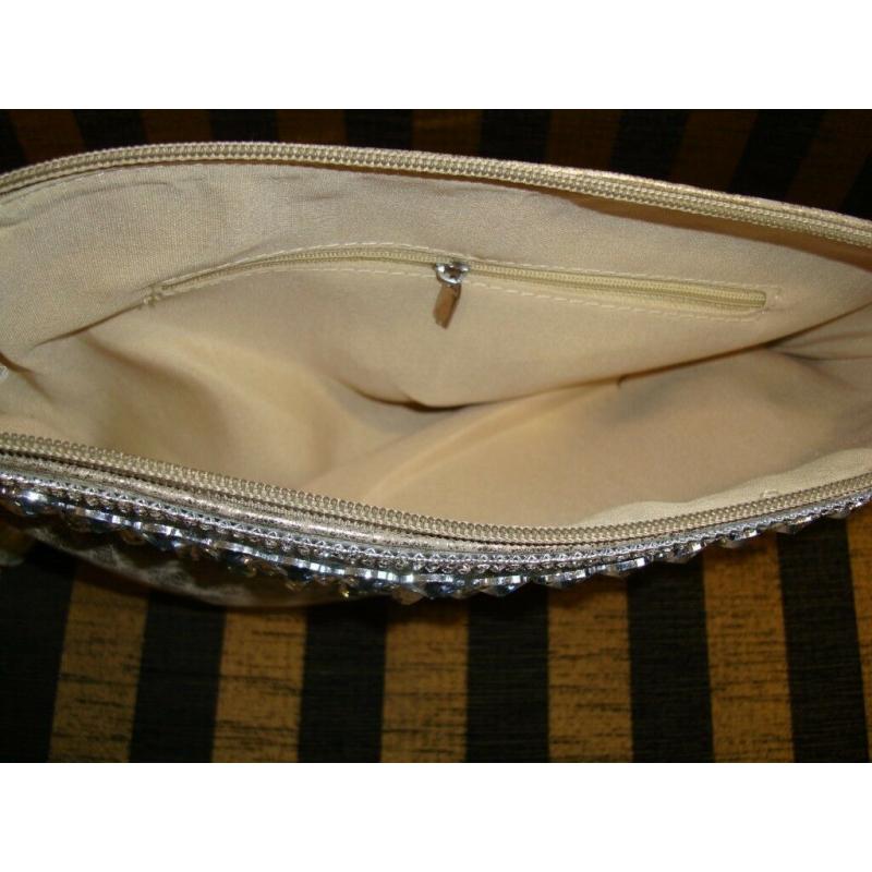 BRAND NEW - JEWELLED GOLD SHIMMER EVENING PURSE - Party Cocktail Prom Wedding Diamante Bag