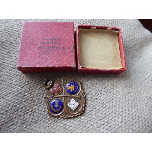 old collectible metal badge brooch medal, National League Small Bore Rifle Association Div 15 1955