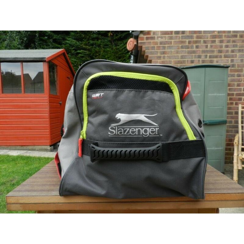 A Slazenger cricket bag with wheels