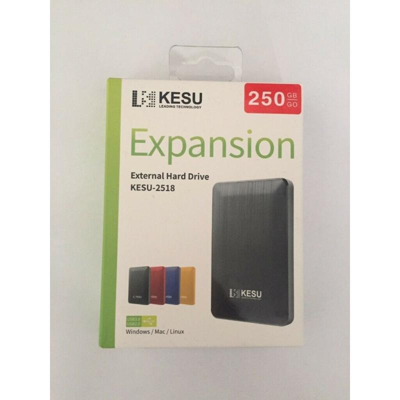 Kesu Ultra Slim 250GB External Portable Hard Drive - Black