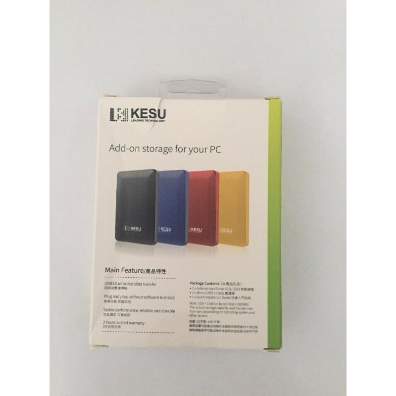 Kesu Ultra Slim 250GB External Portable Hard Drive - Black