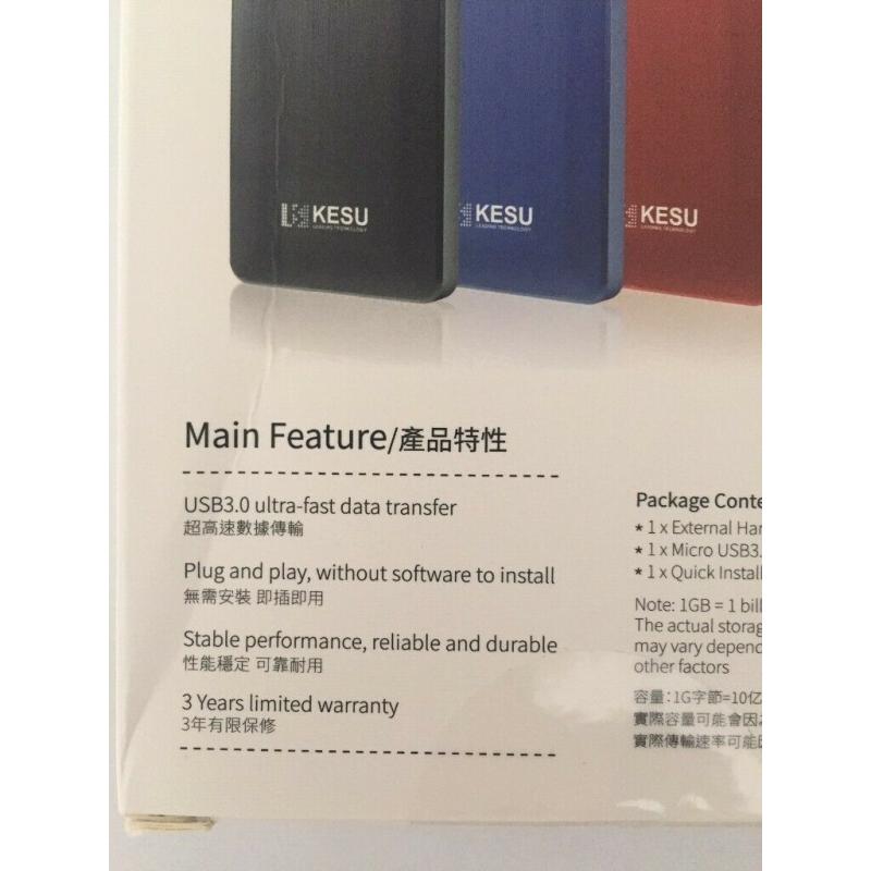Kesu Ultra Slim 250GB External Portable Hard Drive - Black