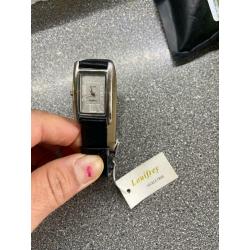 Black gunning leather ladies watch new