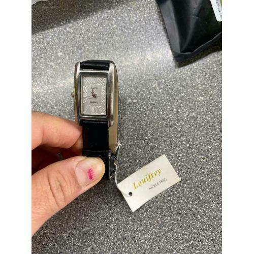 Black gunning leather ladies watch new
