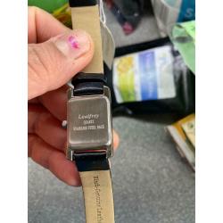 Black gunning leather ladies watch new