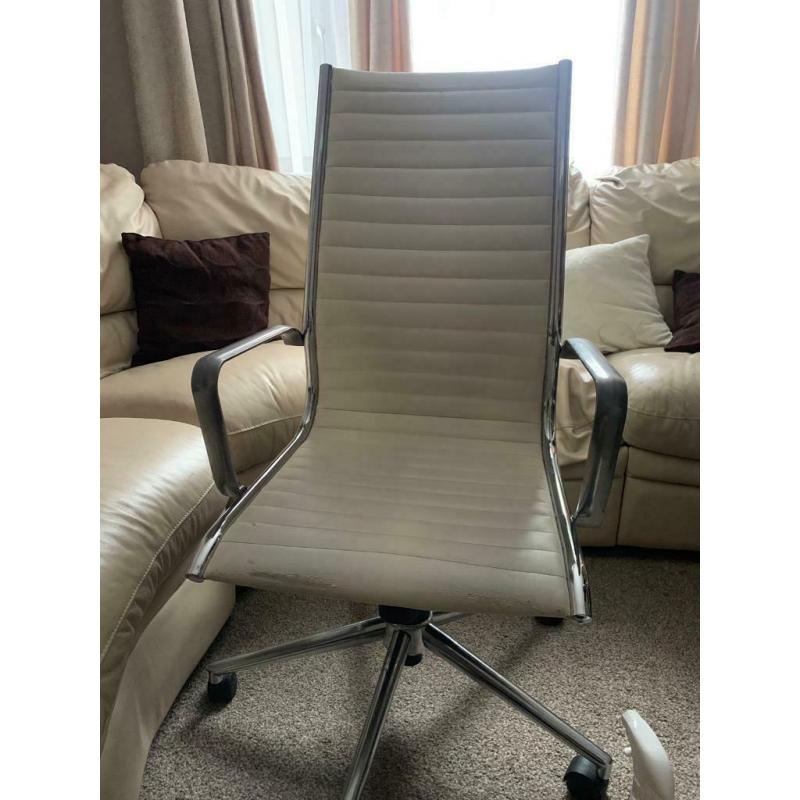 Cream Leather Office Chairs