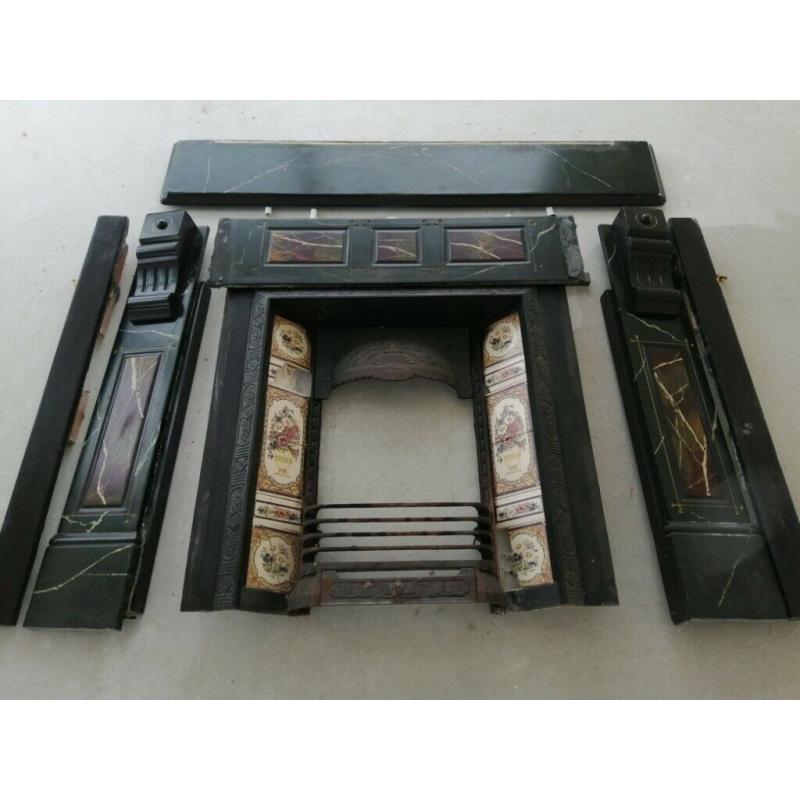 Antique Marbleized Slate Fireplace