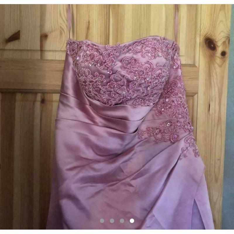 Designer pale pink wedding dress with lace back and bolero jacket stunning design size 12-14