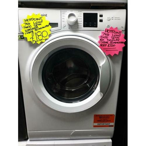 Hotpoint 7kg load 1400 spin ex display washing machine