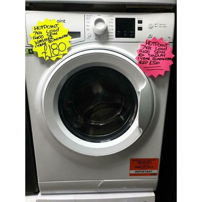 Hotpoint 7kg load 1400 spin ex display washing machine