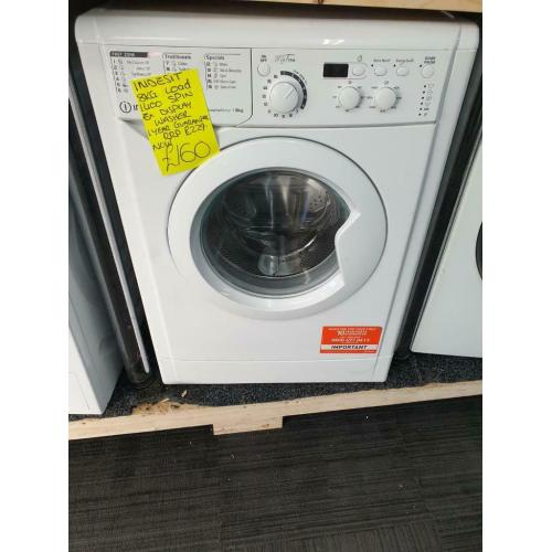 White Indesit 8kg load 1400 spin ex display washing machine