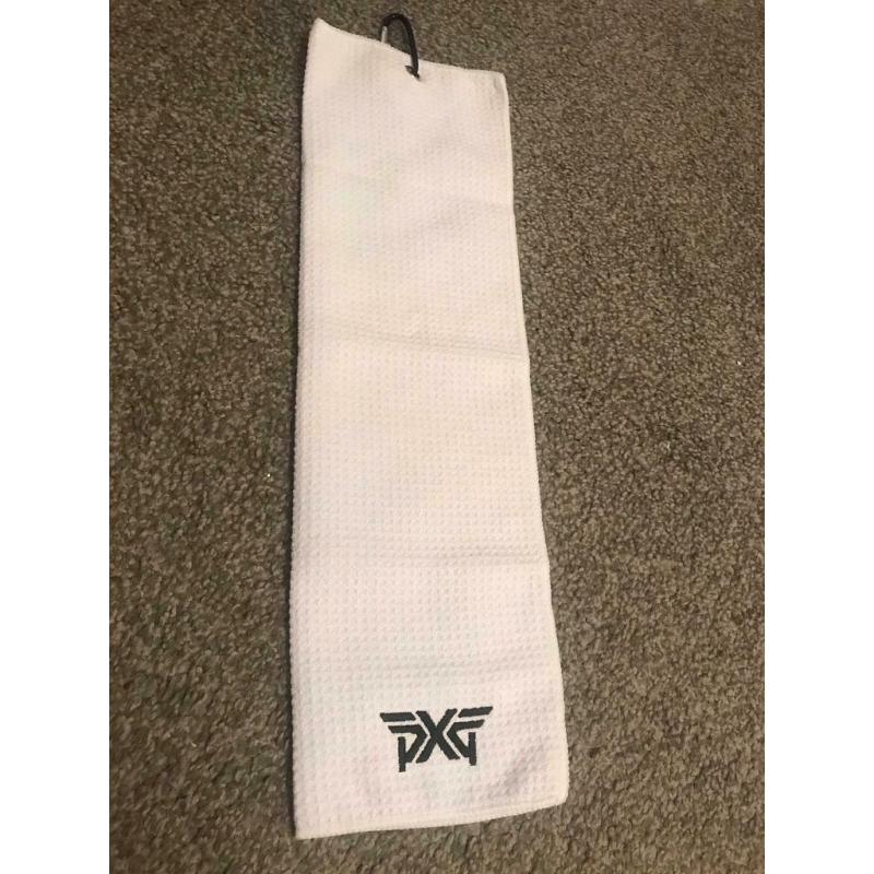 PXG WAFFLE GOLF BAG TOWEL IN WHITE .. BRAND NEW IN PACKAGING