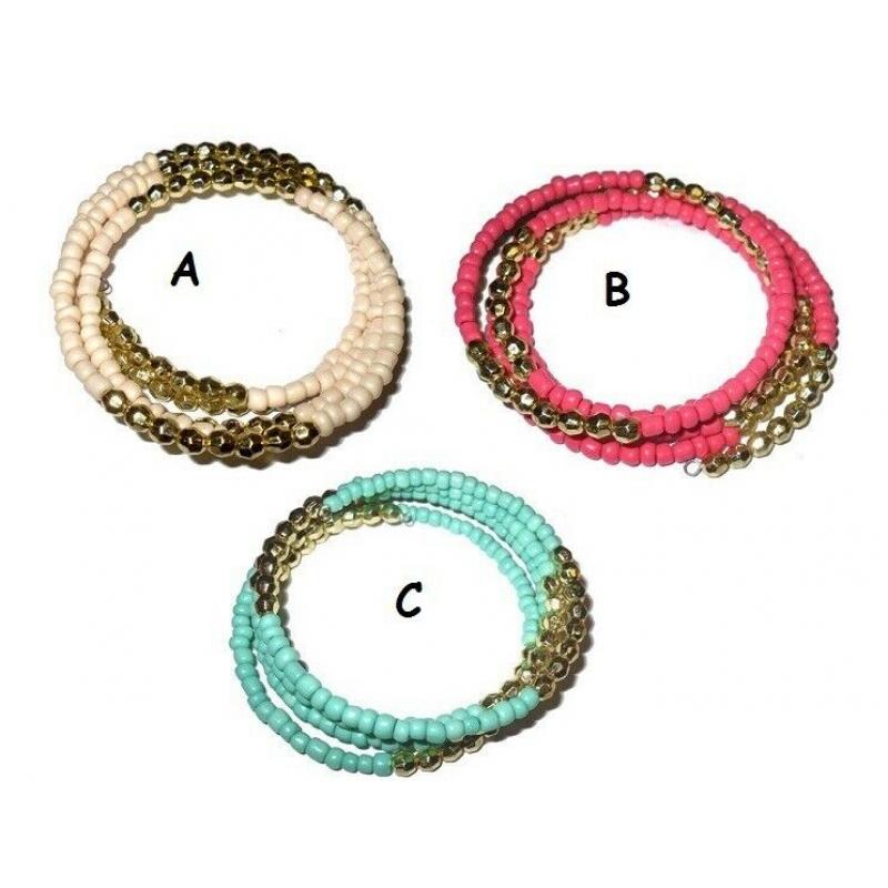 Twisted beaded bracelet assorted colours - JTY159