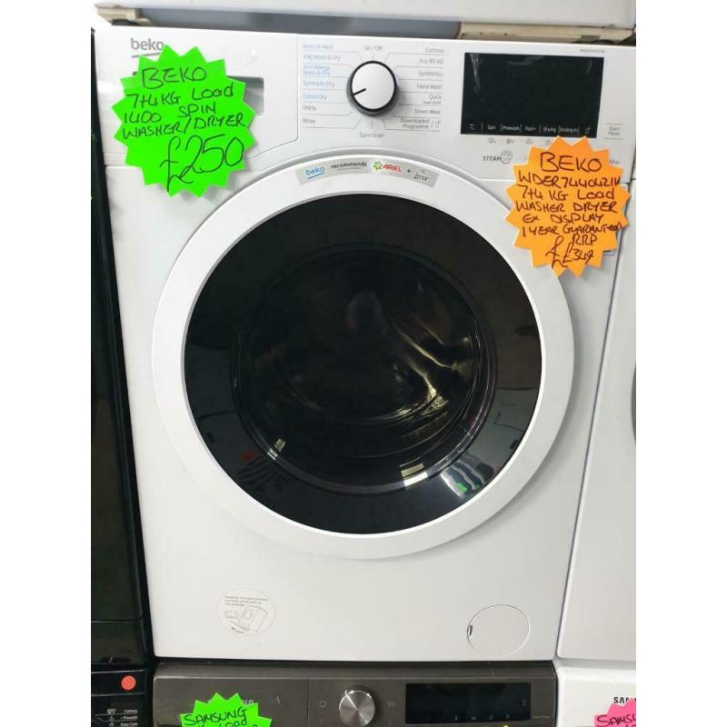 White ex display beko 7/4kg load washer and dryer