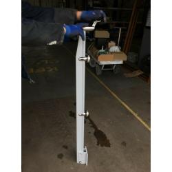 Steel balustrade Post - w/ 2 Flat Mount clamps - for glass balcony with handrail