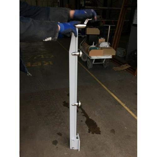 Steel balustrade Post - w/ 2 Flat Mount clamps - for glass balcony with handrail