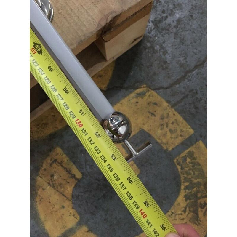 Steel balustrade Post - w/ 2 Flat Mount clamps - for glass balcony with handrail