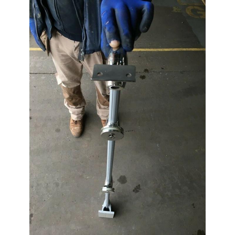 Steel balustrade Post - w/ 2 Flat Mount clamps - for glass balcony with handrail
