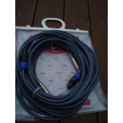 SPEAKER CABLES x 2 USED - SPEAKON PLUG TO JACK PLUG 10 metre - PRO HEAVY DUTY