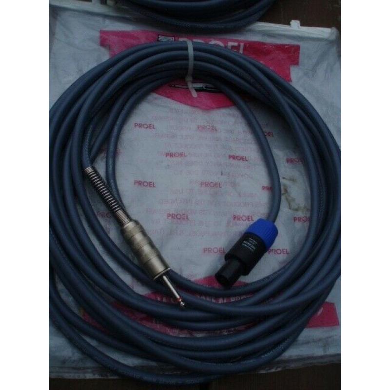 SPEAKER CABLES x 2 USED - SPEAKON PLUG TO JACK PLUG 10 metre - PRO HEAVY DUTY