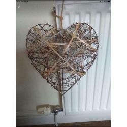 Wicker hearts decoration