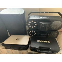 Full PA with lights amd sure radio mic and laptop