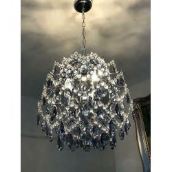 John Lewis & Partners Baroque Crystal Chandelier Ceiling Light, Clear/Blue