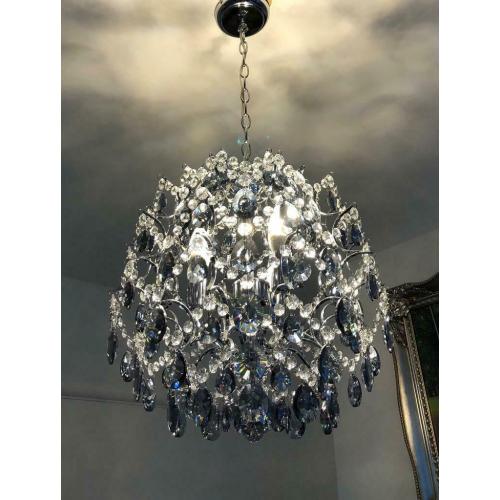 John Lewis & Partners Baroque Crystal Chandelier Ceiling Light, Clear/Blue