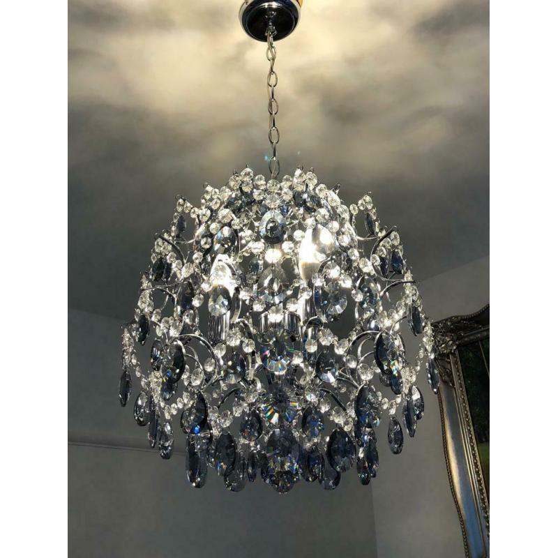 John Lewis & Partners Baroque Crystal Chandelier Ceiling Light, Clear/Blue