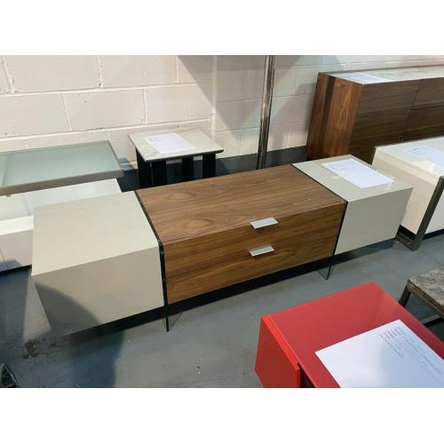 Dwell Sturado TV Unit Light Grey & Walnut
