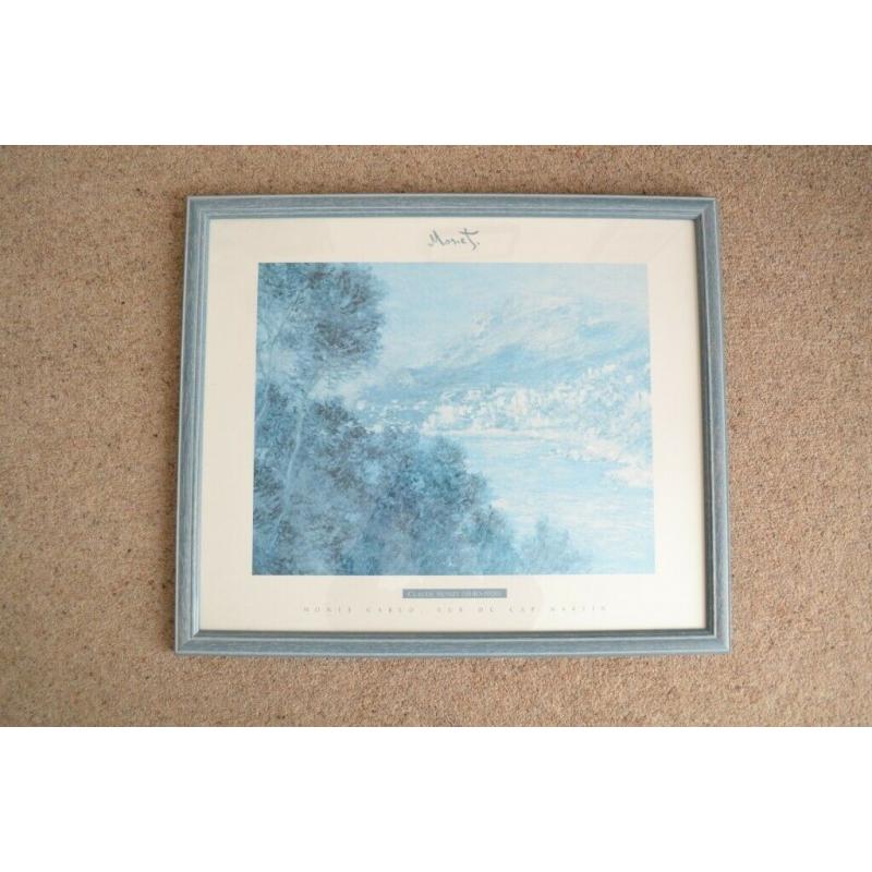 CLAUDE MONET PRINT * VINTAGE ANTENA FRAME * MONTE CARLO VUE DU CAP MARTIN