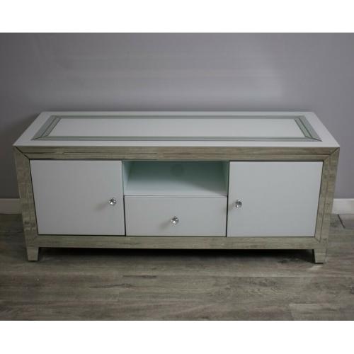Brianna White Glass Larg TV Unit BRAND NEW
