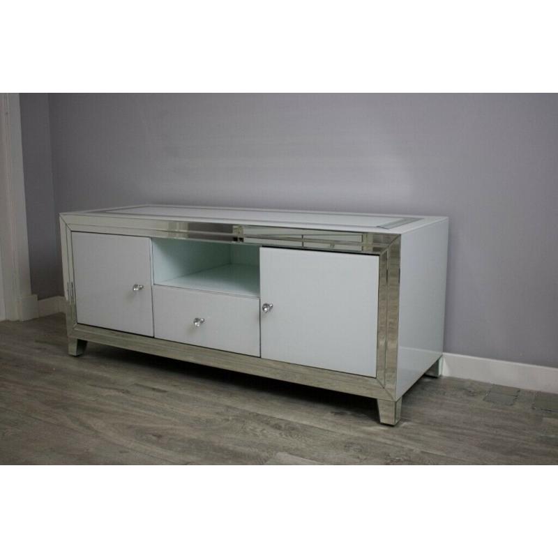 Brianna White Glass Larg TV Unit BRAND NEW