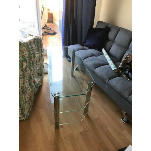 Three tier glass tv stand