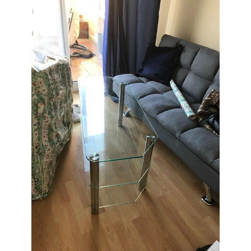 Three tier glass tv stand