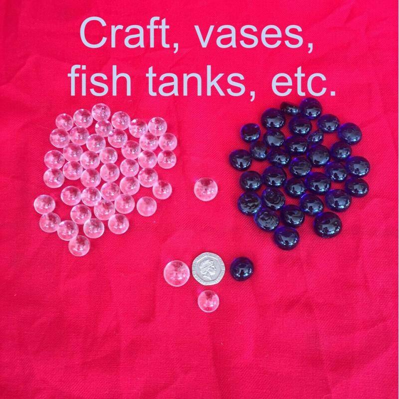 Glass nuggets, pebbles, balls, marbles for mosaics, crafts, fish tanks, vases, decoration, etc.