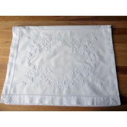 Embroidered nightie case. Antique Irish whitework. Drawn thread work. Bedroom linen.