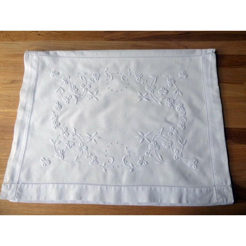 Embroidered nightie case. Antique Irish whitework. Drawn thread work. Bedroom linen.