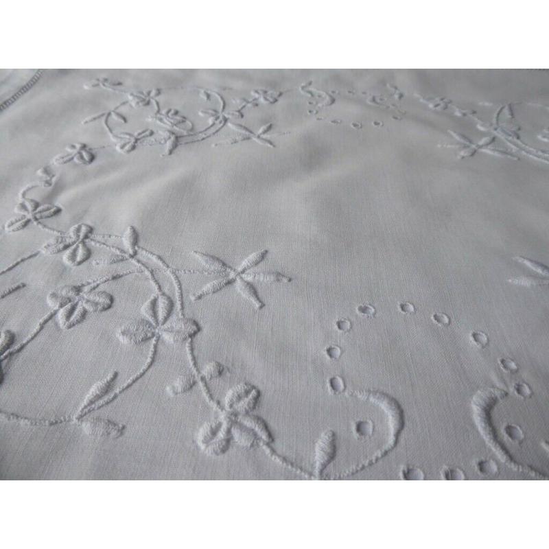 Embroidered nightie case. Antique Irish whitework. Drawn thread work. Bedroom linen.