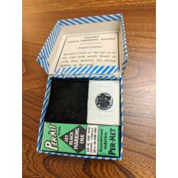 VINTAGE 1950s PER-MET LINEN INK MARKING OUTFIT IN BOX - STAMP INITIALS EF
