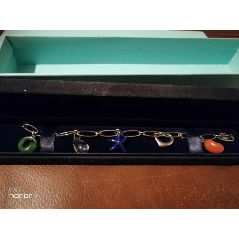 Tiffany Elsa Peretti gemstone charm bracelet
