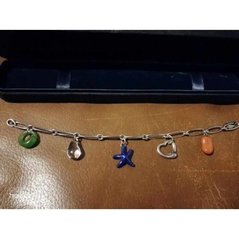 Tiffany Elsa Peretti gemstone charm bracelet