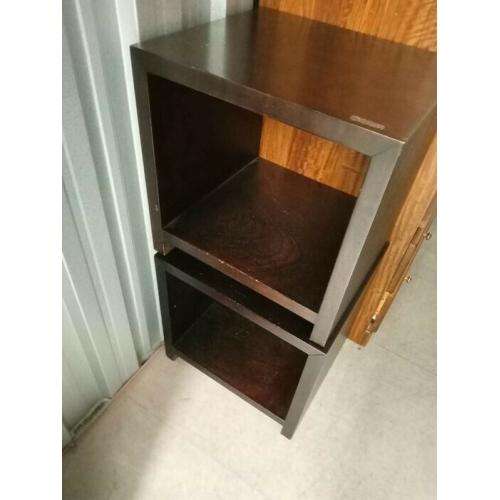 2 small side tables, dark brown wood 40cmx40cm x45cm ?10.00